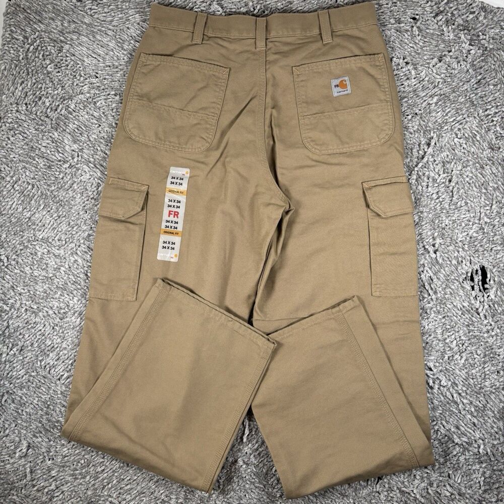 Carhartt Flame Resistant Canvas Cargo Pants Mens 34x34 Beige Work NFPA 2112 NWTS - Picture 6 of 12